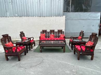 YD56A Kerusi Kayu Ros 8 Pcs/set Rose Wood Sofa Set
