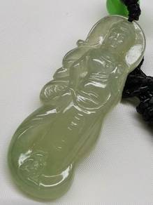 Icy Ice White Jadeite Jade "GUAN YIN" Pendant