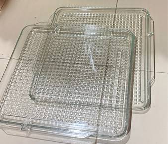 Vintage microwave glass tray 12.5 x 13 inch