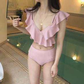 Pink Ruffle, Sexy High-Waisted Bikini Set