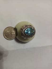 cincin permata Blue topas asli