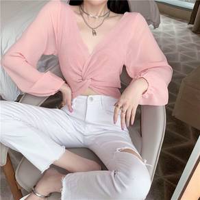 Pink deep v top