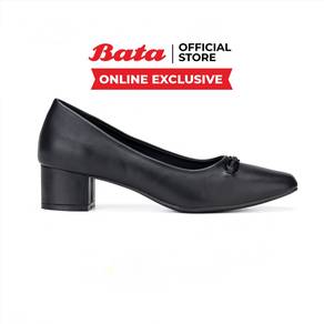 Bata Black Square Toe Block Heels