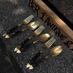 Antique Set Sudu Garfu 6pcs Tembaga Antik 6cm Klas