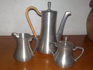 Antique selangor pewter tea set antik