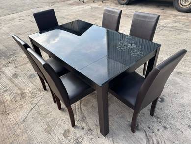 [Set] 5x3ft Tempered Glass Dining Table Meja Makan