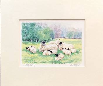  “Early Spring” Countryside Sheep Lithograph