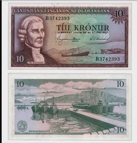 Iceland 10 kronur (1957) - Pick P38a    unc