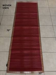 Woven Vinyl Rug Runner and Striped Cloth Rug Set