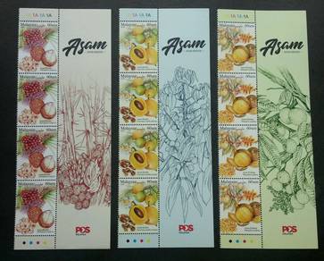 Mint Stamp Header 5 sets Sour Fruits Malaysia 2019