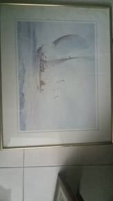 sailing boat with gold colored frame
