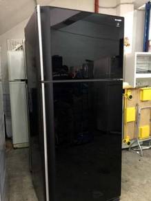 Black Big Glass Sharp Refrigerator Fridge Peti Ais