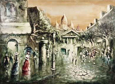 European Street Scene I Reproduction Oil Painting