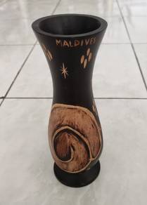 Maldives Hand Carved Wooden Decorative Vase