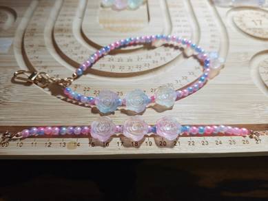 Handmade Pastel Rose Bracelet & Handphone Strap
