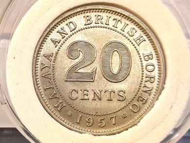 1957H QEII Malaya and British Borneo 20 Cents Coin