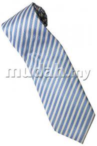 EBW2 Sky Blue White Striped Formal Neck Tie