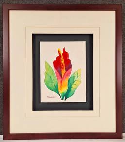 Framed Watercolor Painting- Philodendron, Kim Peng