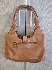 Brown Faux Leather Hobo Shoulder Bag