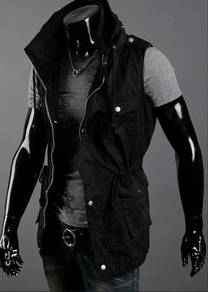 Black Military Army Multi-Pockets Vest Jacket