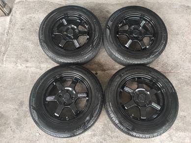 Rim te37 thailand 14 inch axia bezza tayar 98%