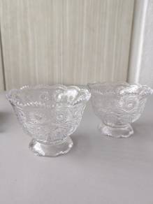 1 Pair Vintage Footed Glass Dessert Bowls