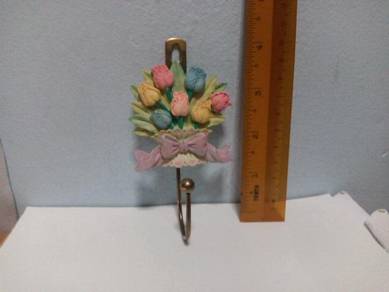 Vintage Brass hook, Flowers