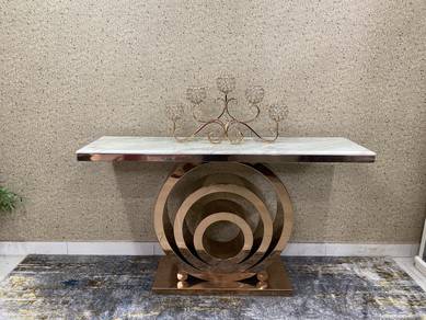Luxury Rose Gold Marble Console Table
