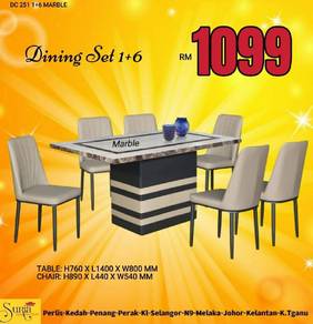 Set meja makan marble 6 kerusi 