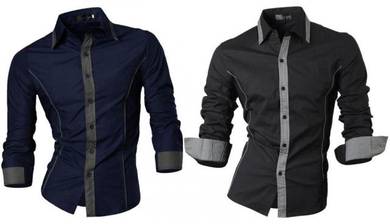 P0588 Classic Black Office Wear Long Sleeve Shirt