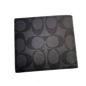 COACH Billfold Wallet In Signature Canvas Charcoal