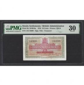 Straits Settlements 10 Cents 1919 (Pick 8b) PMG 30