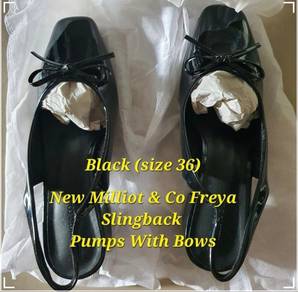 Milliot & Co Freya Slingback Pumps With Bows Black