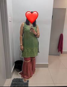 Green & Rust Embroidered Sharara Set