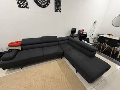 L shape dark grey sofa