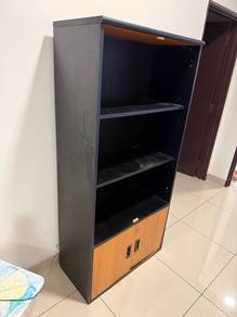 Black Wooden Display Shelf with Bottom Cabinet
