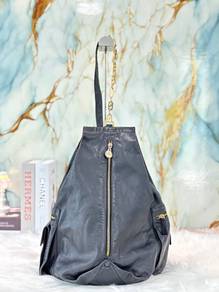 Versace Black Leather Medusa Sling Bag in GHW
