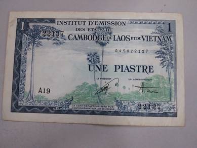 French Indo-China 1 Piastre 1954 P105 ef