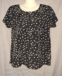 Classic Black & White Heart Polka Dot Blouse - 