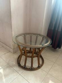 Authentic rattan round coffee table
