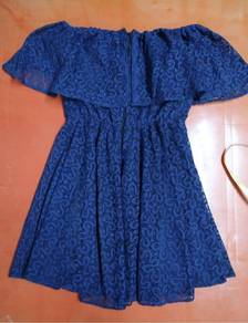 Deep Blue | Exquisite Lace Off-Shoulder Dress