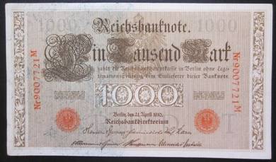 Germany 1000 Mark - year 1910  - Aunc