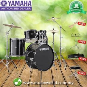 Yamaha rydeen 5 piece acoustic drum set black with