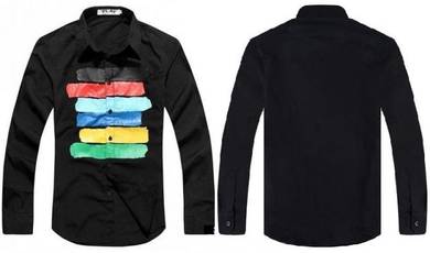 A0518 STYLISH BLACK RAINBOW LONG-SLEEVE SHiRT