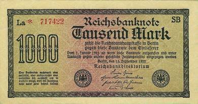 Germany 1000 Mark 1922 - P76g  unc