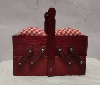 Japanese Mini Wooden Cantilever Sewing Basket Pin