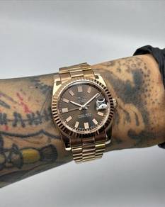 Custom Seiko Mod 36mm Chocolate Rose Gold DateJust