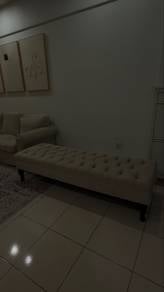 Beige Tufted Bench / End-of-Bed Bench