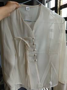Mandarin Collar Blouse With Frog Buttons