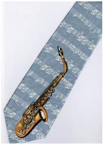 Saxophone Musical Symbols SILVER Cartoon Neck Tie